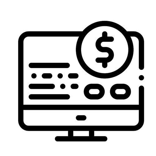 Money Report on Computer Icon Vector. Outline Money Report on Computer Sign. Isolated Contour Symbol Illustration