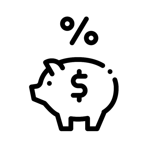 Piggy Bank Pig Money Icon Vector. Outline Piggy Bank Pig Money Sign. Isolated Contour Symbol Illustration