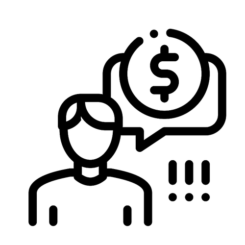Man Persistently Waiting for Salary Icon Vector. Outline Man Persistently Waiting for Salary Sign. Isolated Contour Symbol Illustration