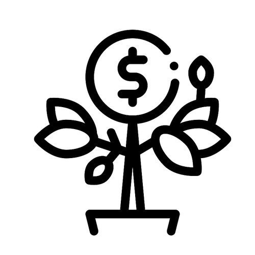 Money Tree Pot Icon Vector. Outline Money Tree Pot Sign. Isolated Contour Symbol Illustration