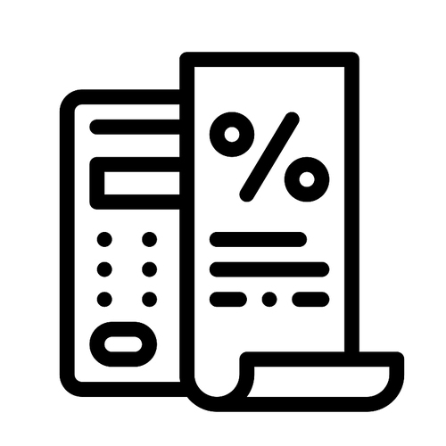 Check with Mathematical Interest Calculations Icon Vector. Outline Check with Mathematical Interest Calculations Sign. Isolated Contour Symbol Illustration