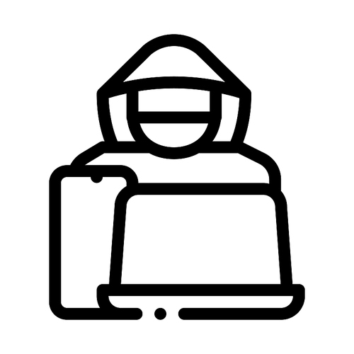 Theft of Technology (Laptop, Smartphone) Icon Vector. Outline Theft of Technology (Laptop, Smartphone) Sign. Isolated Contour Symbol Illustration