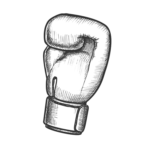 Boxing Glove Protect Sportive Wear Retro Vector. Box Glove With Foam Wich Provide Maximum Impact Absorption. Engraving Layout Designed In Vintage Style Black And White Illustration
