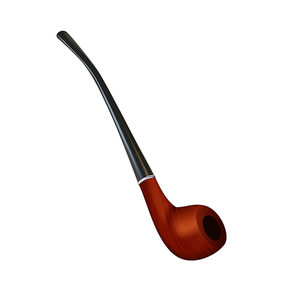 Tobacco Pipe Stylish Wooden Smoker Device Vector. Luxury Device With Long Tube Specifically Made To Smoke Tobacco. Retro Classical Accessory For Fuming And Relaxation. Mockup Realistic 3d Illustration