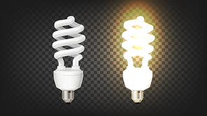 Compact Fluorescent Lamp Corkscrew Type Vector. Modern Economical Lamp High-efficacy Phosphors Withstand More Power Per Unit Area. Lighting Device Template Realistic 3d Illustration