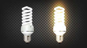 Electrical Compact Fluorescent Lamp Cfl Vector. Modern Energy Helical Integrated Lamp With Integral Magnetic Ballast Temporary Background. Type Of Lighting Device Mockup Realistic 3d Illustration