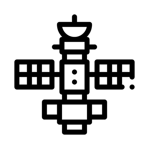 Space Satellite Station Icon Vector. Outline Space Satellite Station Sign. Isolated Contour Symbol Illustration