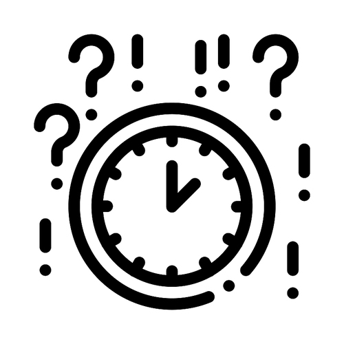 Clock And Question Mark Icon Vector. Outline Clock And Question Mark Sign. Isolated Contour Symbol Illustration