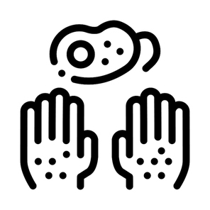 Dirty Hands And Bacteria Icon Vector. Outline Dirty Hands And Bacteria Sign. Isolated Contour Symbol Illustration