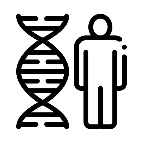 Human And Molecule Dna Icon Vector. Outline Human And Molecule Dna Sign. Isolated Contour Symbol Illustration