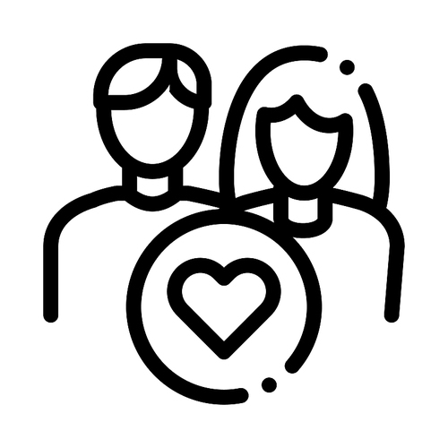 Man And Girl And Heart Icon Vector. Outline Man And Girl And Heart Sign. Isolated Contour Symbol Illustration