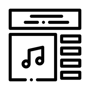 Internet Music Play List Icon Vector. Outline Internet Music Play List Sign. Isolated Contour Symbol Illustration