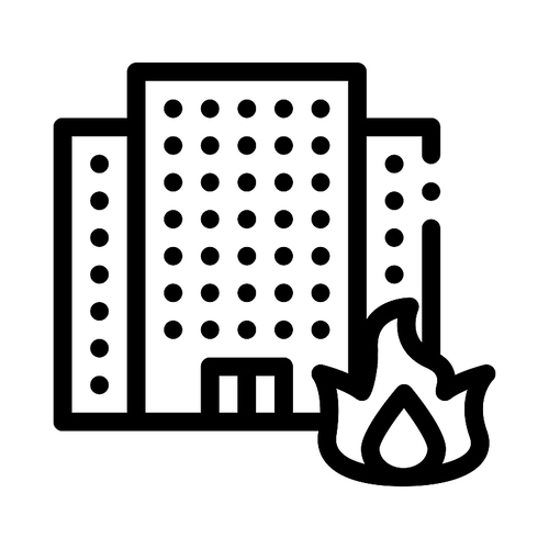 Burning Building House Icon Vector. Outline Burning Building House Sign. Isolated Contour Symbol Illustration