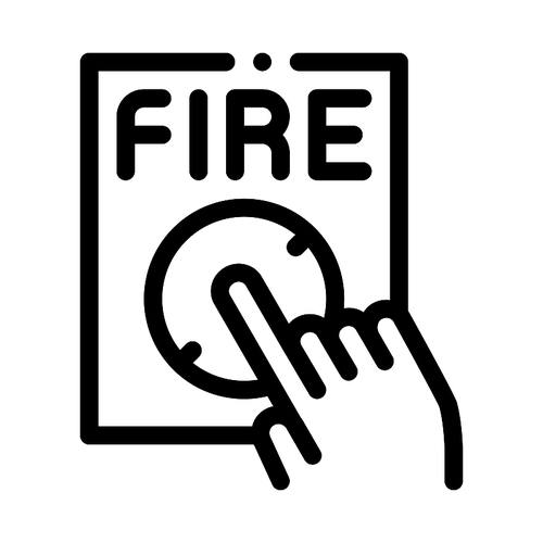 Hand Push Fire Button Icon Vector. Outline Hand Push Fire Button Sign. Isolated Contour Symbol Illustration