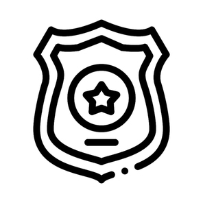 Police Officer Badge Icon Vector. Outline Police Officer Badge Sign. Isolated Contour Symbol Illustration