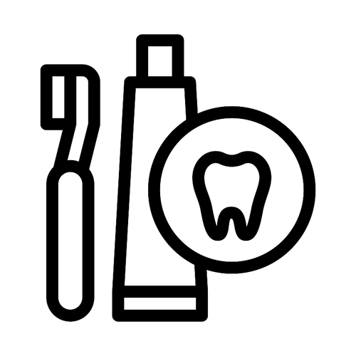 Toothbrush And Paste Icon Vector. Outline Toothbrush And Paste Sign. Isolated Contour Symbol Illustration