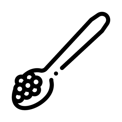 Caviar On Spoon Icon Vector. Outline Caviar On Spoon Sign. Isolated Contour Symbol Illustration