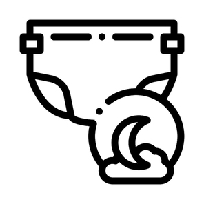 Night Diaper Icon Vector. Outline Night Diaper Sign. Isolated Contour Symbol Illustration