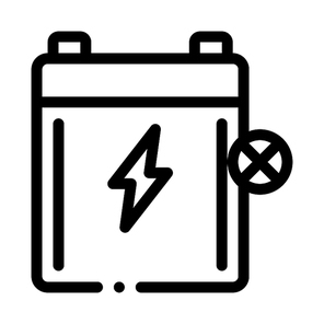 Dead Battery Icon Vector. Outline Dead Battery Sign. Isolated Contour Symbol Illustration