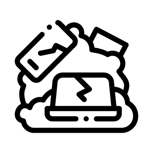 Broken Devices Icon Vector. Outline Broken Devices Sign. Isolated Contour Symbol Illustration