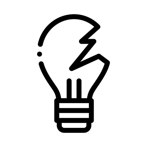 Wrecked Lightbulb Icon Vector. Outline Wrecked Lightbulb Sign. Isolated Contour Symbol Illustration