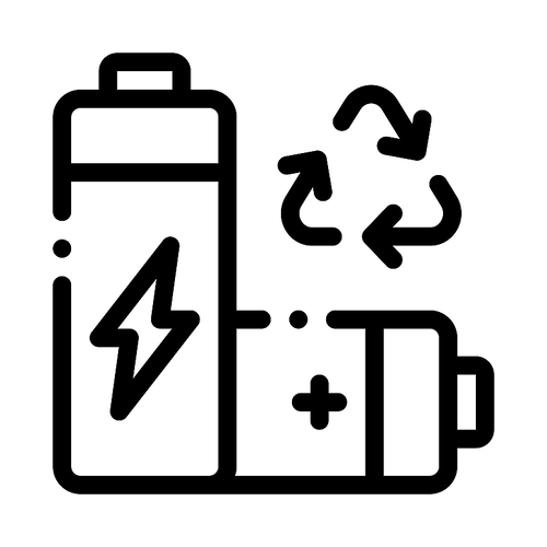 Recycling Battery Icon Vector. Outline Recycling Battery Sign. Isolated Contour Symbol Illustration