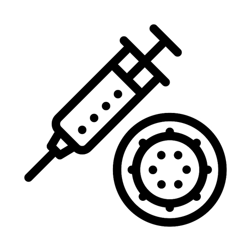 Syringe And Virus Icon Vector. Outline Syringe And Virus Sign. Isolated Contour Symbol Illustration