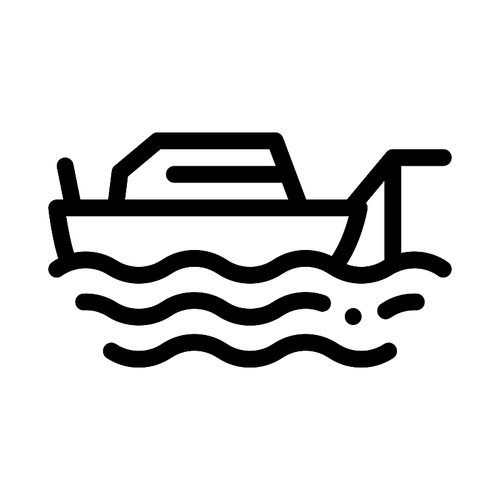 Fishing Ship Icon Vector. Outline Fishing Ship Sign. Isolated Contour Symbol Illustration