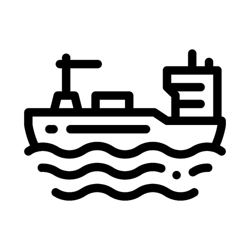 Tanker At Sea Icon Vector. Outline Tanker At Sea Sign. Isolated Contour Symbol Illustration