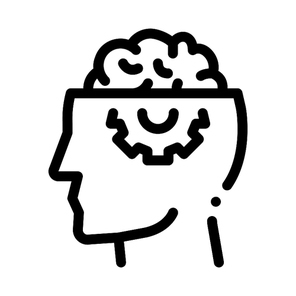 Human Brain Gear Icon Vector. Outline Human Brain Gear Sign. Isolated Contour Symbol Illustration