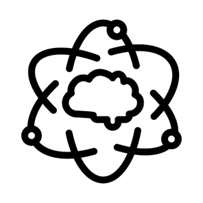 Atom Human Brain Icon Vector. Outline Atom Human Brain Sign. Isolated Contour Symbol Illustration