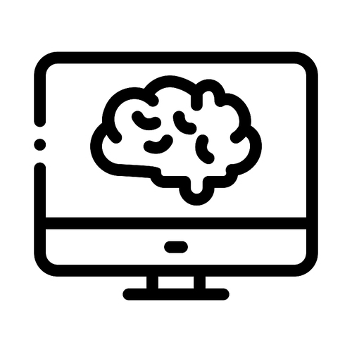 Brain On Display Icon Vector. Outline Brain On Display Sign. Isolated Contour Symbol Illustration