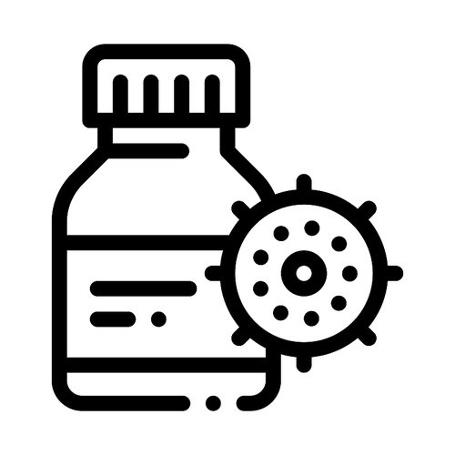 Drug Bottle Virus Icon Vector. Outline Drug Bottle Virus Sign. Isolated Contour Symbol Illustration