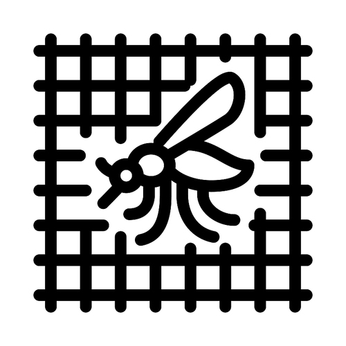 Mosquito On Grid Icon Vector. Outline Mosquito On Grid Sign. Isolated Contour Symbol Illustration