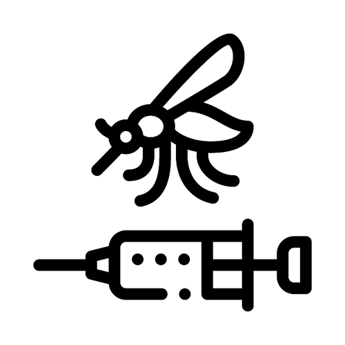 Syringe Mosquito Icon Vector. Outline Syringe Mosquito Sign. Isolated Contour Symbol Illustration