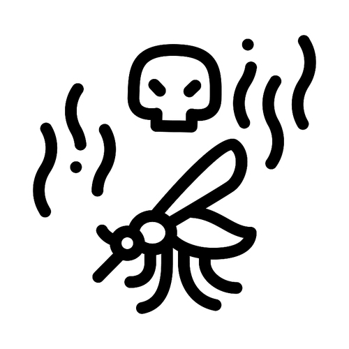 Mosquito Skull Icon Vector. Outline Mosquito Skull Sign. Isolated Contour Symbol Illustration