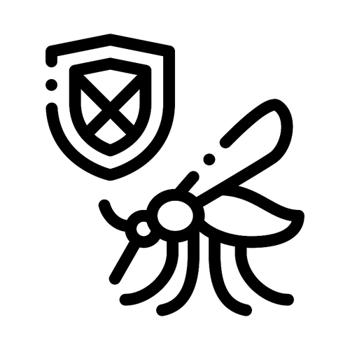 Mosquito Shield Icon Vector. Outline Mosquito Shield Sign. Isolated Contour Symbol Illustration