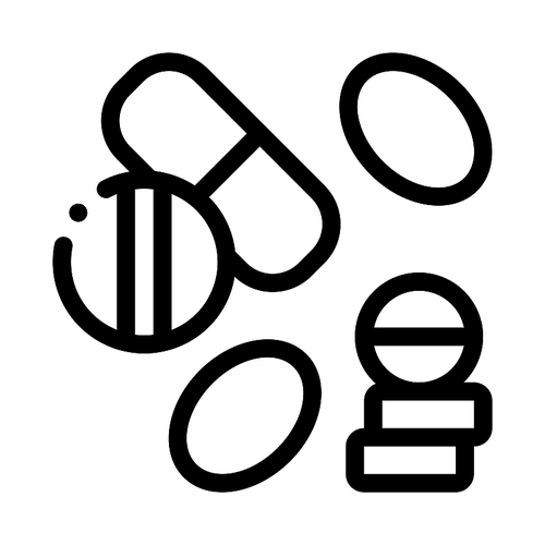 Medical Drug Pill Icon Vector. Outline Medical Drug Pill Sign. Isolated Contour Symbol Illustration