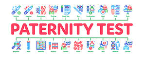 Paternity Test Dna Minimal Infographic Web Banner Vector. Man And Woman Silhouette, Chemistry Laboratory Test And Chromosome Concept Illustrations