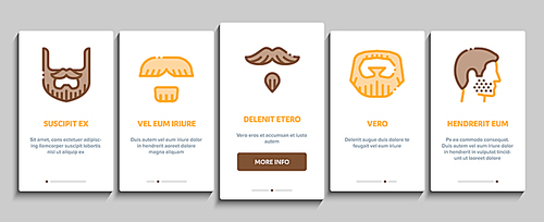 Beard And Mustache Onboarding Mobile App Page Screen. Man Silhouette Shave Beard By Razor, Scissors And Electronic Device Concept Illustrations