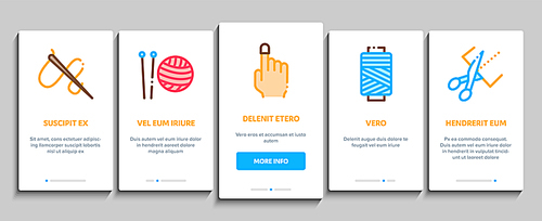 Sewing And Needlework Onboarding Mobile App Page Screen. Sewing Needle And Measure, Dummy And Bobbin, Button And Fabric Concept Illustrations