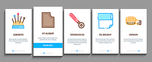 Sewing And Needlework Onboarding Mobile App Page Screen. Sewing Needle And Measure, Dummy And Bobbin, Button And Fabric Concept Illustrations