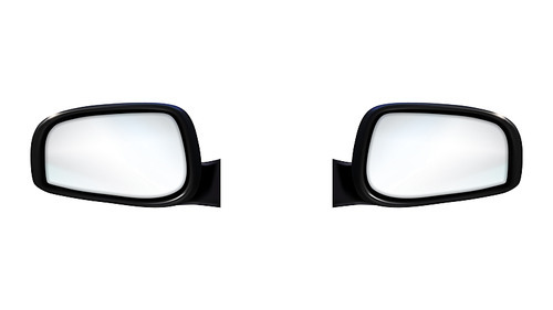 Left And Right Outdoor Rearview Car Mirrors Vector. Rear-view Mirrors. Accessory For Control Traffic And Transport Behind Vehicle. Reflection Equipment Template Realistic 3d Illustration