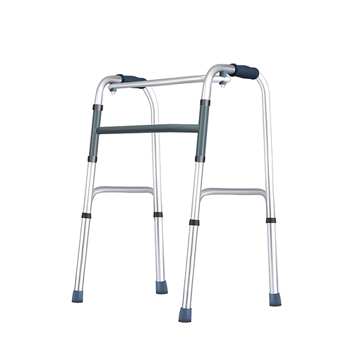 Crutch Medical Tool For Rehabilitation Vector. Crutch Mobility Aid That Transfers Weight From Legs To Upper Body. Equipment For Walk Disabled People Layout Realistic 3d Illustration