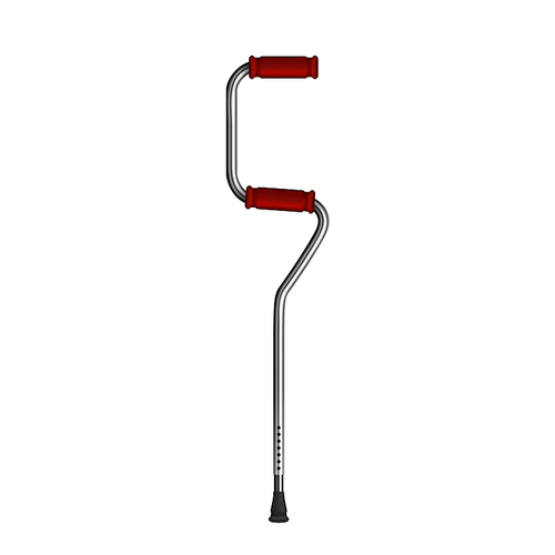 Walking Stick Tool With Height Adjustment Vector. Walking Cane Device Used To Aid Walk, Provide Postural Stability, Support Or Assist In Maintaining Good Posture Template Realistic 3d Illustration
