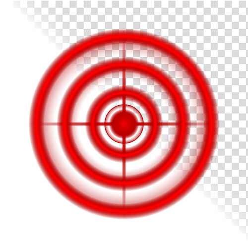 Aim Target Circle Pain Localization Mark Vector. Red Aim Aching Place. Hunting And Shooting Optical Gun Accuracy Round Element. Hemorrhoid Painkiller Template Realistic 3d Illustration