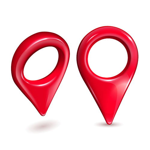 Map Pointer Gps Location Modern Symbol Set Vector. Simple Place Pointer With Circle Hole Navigator Sign. Marker Pin Chart, Position Point Mark For Application Template Realistic 3d Illustrations