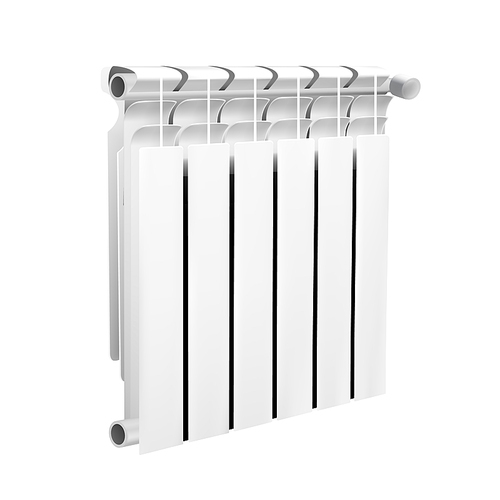 Modern Wall Heating Radiator Warming System Vector. Domestic Or Office Aluminium Radiator With Thermostatic Knob Regulator. Heat House Climate Equipment Concept Layout 3d Illustration