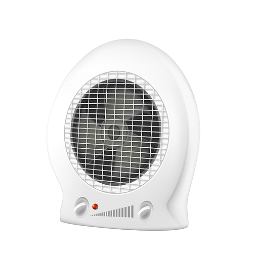 Electrical Air Heater Portable Appliance Vector. Plastic Compact Heater Fan With Temperature Control. Household Thermal Ventilator Equipment Concept Template Realistic 3d Illustration