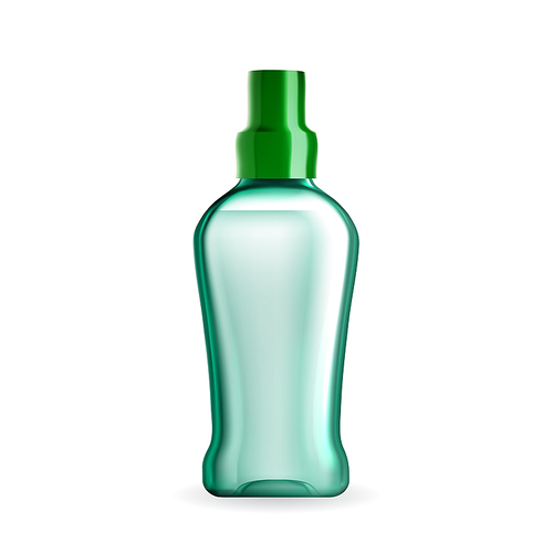 Mouthwash Hygienic Liquid Blank Bottle Vector. Mouthwash Pack, Mouth Rinse, Antiseptic Solution Intended To Reduce Microbial Load In Oral Cavity. Dental Care Product Mockup Realistic 3d Illustration